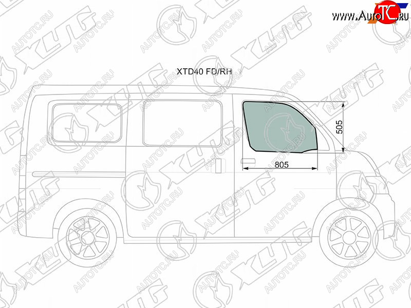 929 р. Стекло боковое опускное (Спереди Справа Цвет зеленый) Daihatsu Grand Max 07-19  Toyota Lite Ace 0 XYG XTD40 FD/RH  с доставкой в г. Вологда