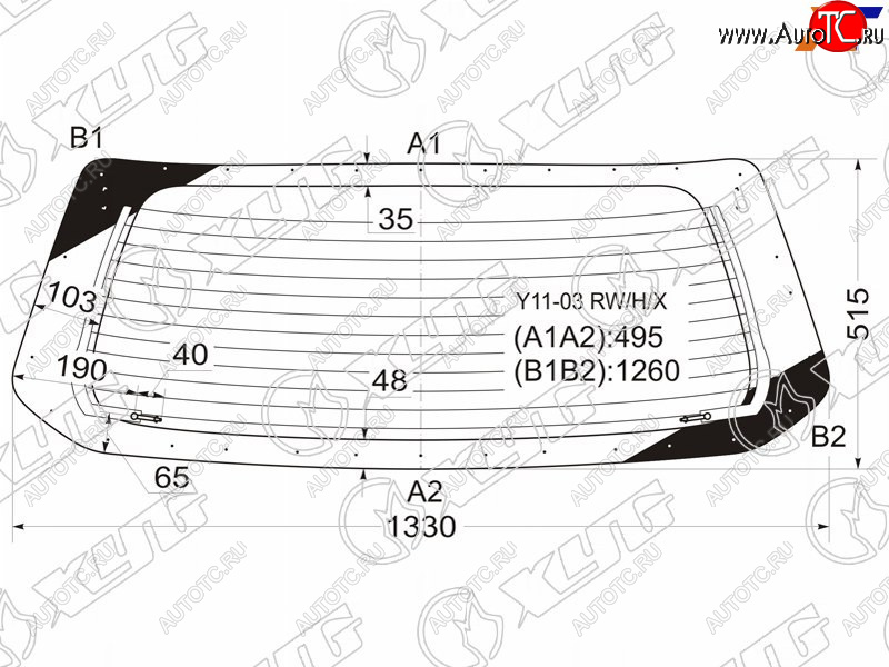 7 499 р. Стекло заднее (Цвет зеленый Обогрев) Nissan AD 02-08  Wingroad 01-05  Mazda Familia 98-08 XYG Y11-03 RW/H/X  с доставкой в г. Вологда
