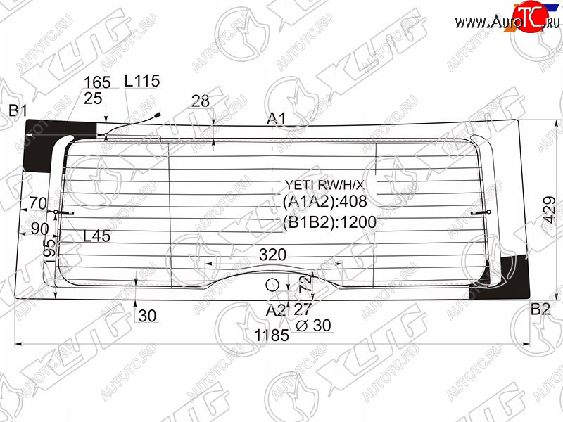 6 949 р. Стекло заднее (Цвет зеленый Обогрев Антенна) Skoda Yeti 09-18 XYG YETI RW/H/X  с доставкой в г. Вологда
