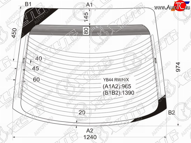 7 199 р. Стекло заднее с обогревом MITSUBISHI GALANT 5D HBK 92-96                                             XYG YB44 RW/H/X  с доставкой в г. Вологда