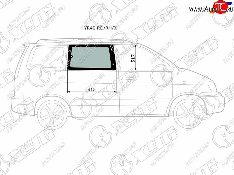 3 199 р. Стекло кузова боковое (не опускное) (Справа Цвет зеленый) Toyota Lite Ace 96-07  Lite Ace Noah 96- XYG YR40 RD/RH/X  с доставкой в г. Вологда