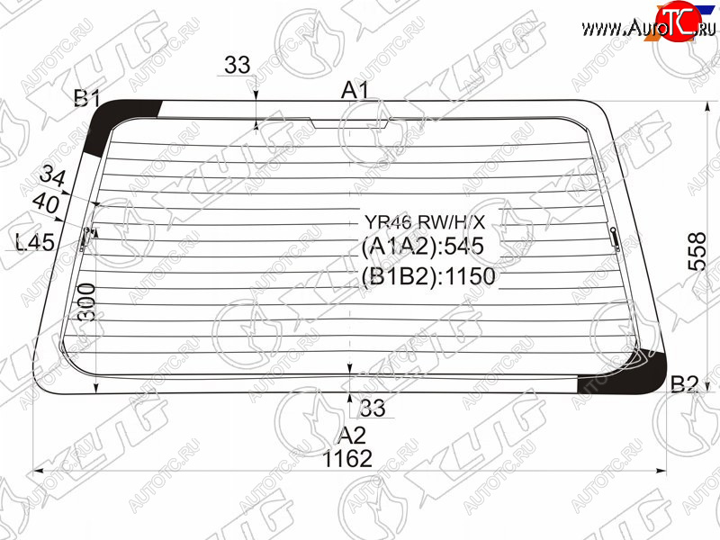 8 799 р. Стекло заднее (Цвет зеленый Обогрев) Toyota Lite Ace 96-07  Lite Ace Noah 96-01  Town Ace 96-08  XYG YR46 RW/H/X  с доставкой в г. Вологда