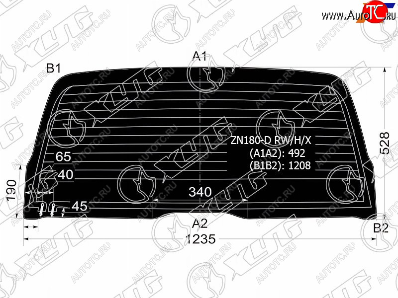 8 799 р. Стекло заднее (Затемненное Обогрев) Toyota Hilux Pick Up 97-05  4Runner 95-02  Hilux Surf 95-02 XYG ZN180-D RW/H/X  с доставкой в г. Вологда