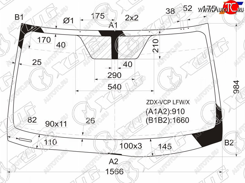 10 999 р. Стекло лобовое Acura ZDX 09-13 XYG ZDX-VCP LFW/X  с доставкой в г. Вологда