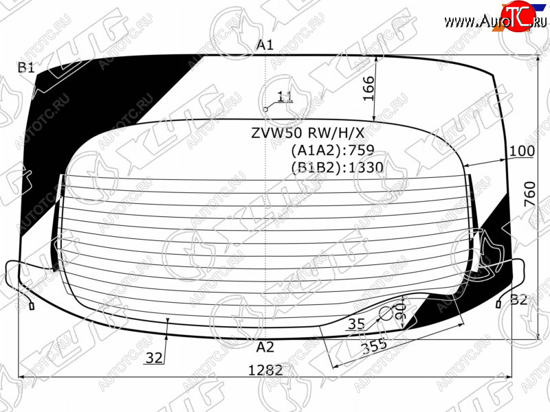 9 399 р. Стекло заднее (Цвет зеленый Обогрев Антенна) Toyota Prius (ZVW50) 15-23 XYG ZVW50 RW/H/X  с доставкой в г. Вологда