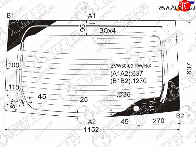 8 799 р. Стекло заднее (Цвет зеленый Обогрев) Toyota Prius (ZVW30) 09-16  Prius PHV 12-16 XYG ZVW30-09 RW/H/X  с доставкой в г. Вологда