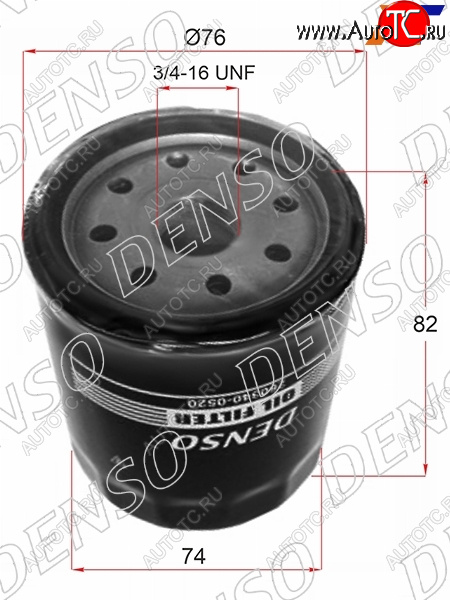 449 р. Фильтр масляный TOYOTA 1GFE,#JZ#,1,2MZFE 92- DENSO 260340-0520  с доставкой в г. Вологда