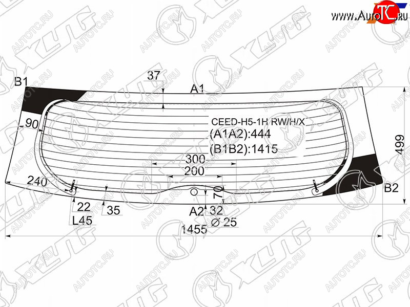 8 499 р. Стекло заднее (Цвет зеленый Обогрев 5D HBK) Kia Ceed 06-12 XYG CEED-H5-1H RW/H/X  с доставкой в г. Вологда