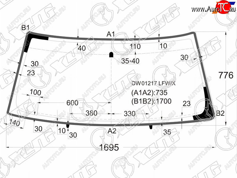 8 449 р. Стекло лобовое (Молдинг) Chevrolet Tahoe 95-07  Cadillac Escalade 99-06  Chevrolet Avalanche 03-06 XYG DW01217 LFW/X  с доставкой в г. Вологда