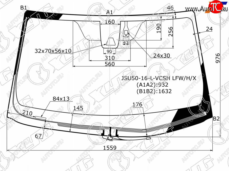 10 999 р. Стекло лобовое (Обогрев щеток Камера Датчик дождя) Toyota Highlander 16-20 XYG JSU50-16-L-VCSH LFW/H/X  с доставкой в г. Вологда