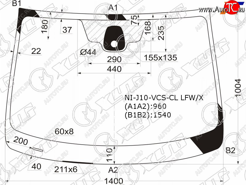 5 699 р. Стекло лобовое (Датчик дождя) Nissan Qashqai 06-13  Dualis 07-14  Qashqai+2 08-14 XYG NI-J10-VCS-CL LFW/X  с доставкой в г. Вологда