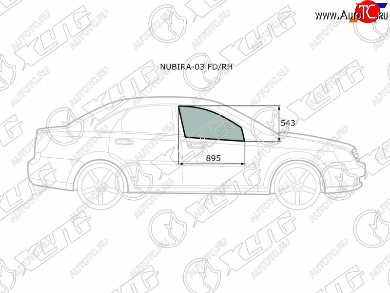 2 399 р. Стекло боковое опускное (Спереди Справа Цвет зеленый) Chevrolet Lacetti 04-13  Daewoo Lacetti 04- XYG NUBIRA-03 FD/RH  с доставкой в г. Вологда