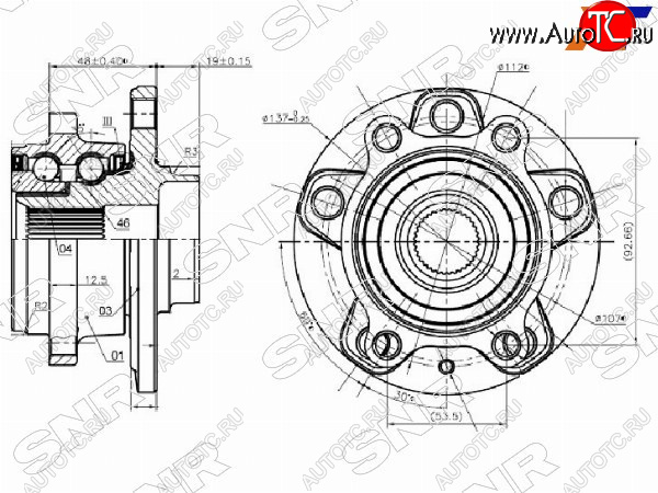 13 999 р. Ступичный узел передзад 4WD AUDI Q3SKODA YETIVW PASSATTIGUAN SNR R15456  с доставкой в г. Вологда