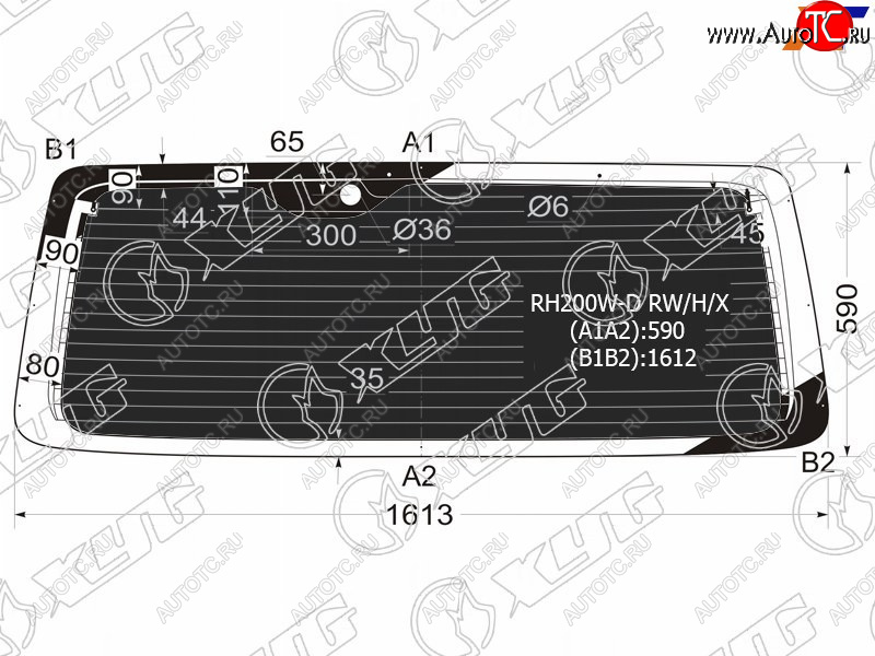 10 399 р. Стекло заднее (Затемненное Обогрев) Toyota Hiace 04-20 XYG RH200W-D RW/H/X  с доставкой в г. Вологда