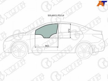 Стекло боковое опускное (Спереди Слева Цвет зеленый) Hyundai Solaris 10-17  Kia Rio 11-17  Hyund XYG SOLARIS FD/LH