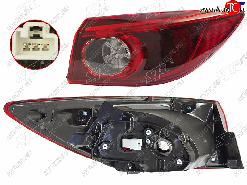 3 999 р. Фонарь задний правый (внешний, LED) SAT  Mazda 3/Axela  BM (2016-2019) рестайлинг седан, рестайлинг, хэтчбэк  с доставкой в г. Вологда