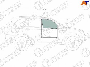 2 599 р. Стекло боковое опускное (Спереди Справа Цвет зеленый) Chery Tiggo T11 05-16  Vortex Tingo 10-14 XYG T11 FD/RH  с доставкой в г. Вологда. Увеличить фотографию 3