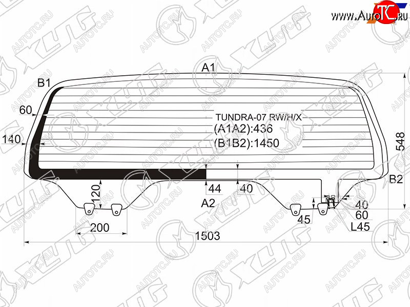 9 599 р. Стекло заднее (Цвет зеленый Обогрев) Toyota Tundra 06-22 XYG TUNDRA-07 RW/H/X  с доставкой в г. Вологда