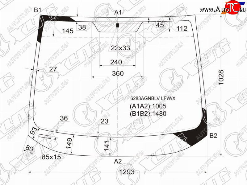 5 849 р. Стекло лобовое Opel Zafira 99-05  Subaru Traviq 01-04 XYG 6283AGNBLV LFW/X  с доставкой в г. Вологда