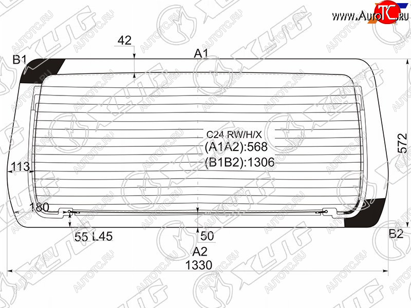 8 499 р. Стекло заднее (Цвет зеленый Обогрев) Nissan Serena 99-05 XYG C24 RW/H/X  с доставкой в г. Вологда