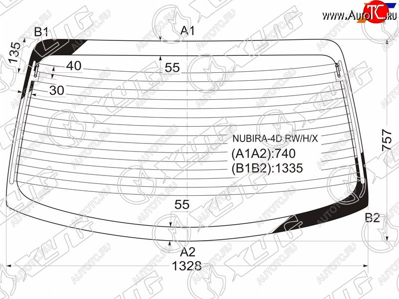 6 249 р. Стекло заднее (Цвет зеленый Обогрев Антенна) Daewoo Lacetti 04-09  Nubira 97-03 XYG NUBIRA-4D RW/H/X  с доставкой в г. Вологда