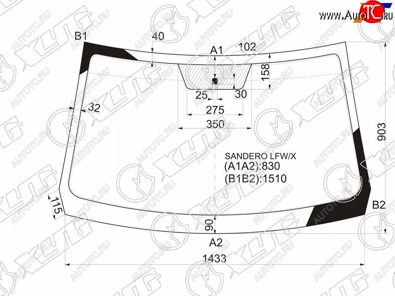 4 999 р. Стекло лобовое Nissan Terrano 14-22  Renault Duster 10-21  Sandero 09-14  Dacia Duster 10-17  Sa XYG SANDERO LFW/X  с доставкой в г. Вологда