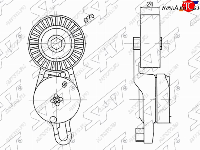 1 479 р. Натяжитель приводного ремня TOYOTA CAMRYRAV4 2.5 11-LEXUS ES 2.5 11-RX 2.7 08- SAT ST-16620-36010  с доставкой в г. Вологда