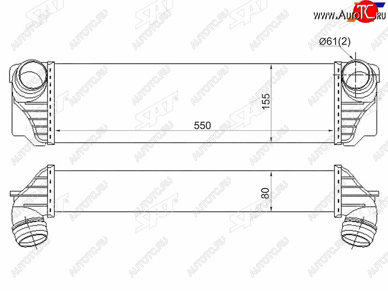 9 949 р. Интеркулер BMW 5-SERIES F10 09- SAT ST-17517805629  с доставкой в г. Вологда