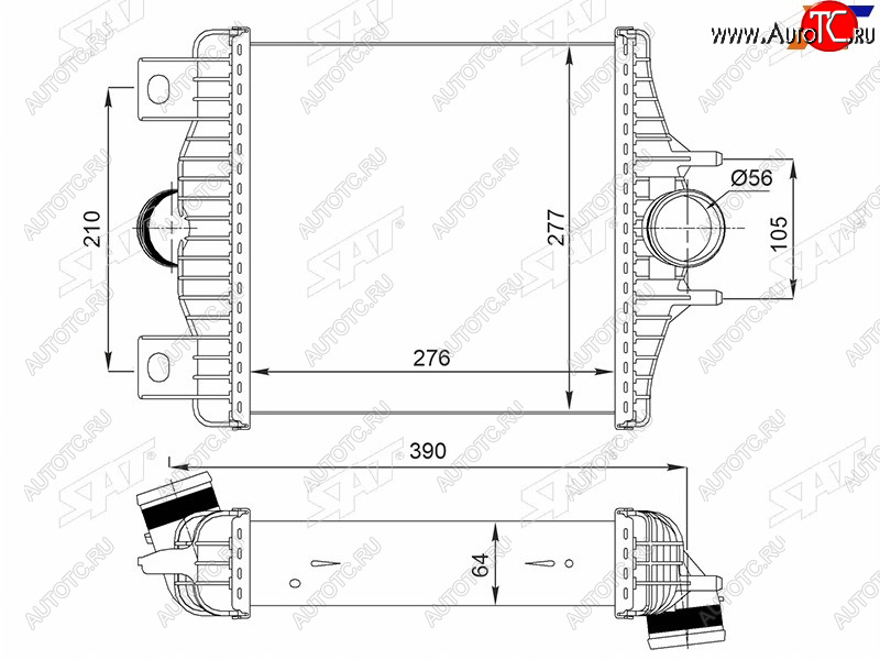 10 249 р. Интеркулер LAND ROVER RANGE ROVER 12-RANGE ROVER SPORT 13- SAT ST-211-0006  с доставкой в г. Вологда