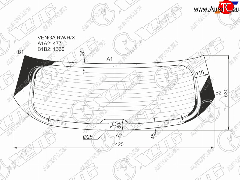 11 999 р. Стекло заднее (Цвет зеленый Обогрев) Hyundai ix20 10-19  Kia Venga 10-17 XYG VENGA RW/H/X  с доставкой в г. Вологда
