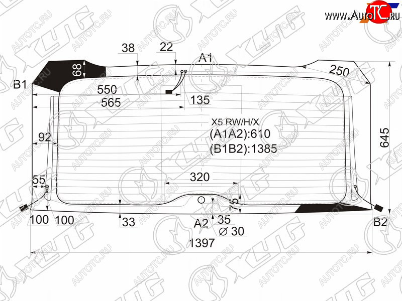 7 199 р. Стекло заднее (Цвет зеленый Обогрев Антенна) BMW X5 99-06 XYG X5 RW/H/X  с доставкой в г. Вологда