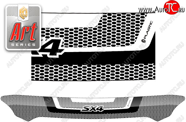2 159 р. Дефлектор капот CA-Plastic  Suzuki SX4  JYB, JYA (2013-2016) хэтчбэк дорестайлинг (серия ART белая)  с доставкой в г. Вологда