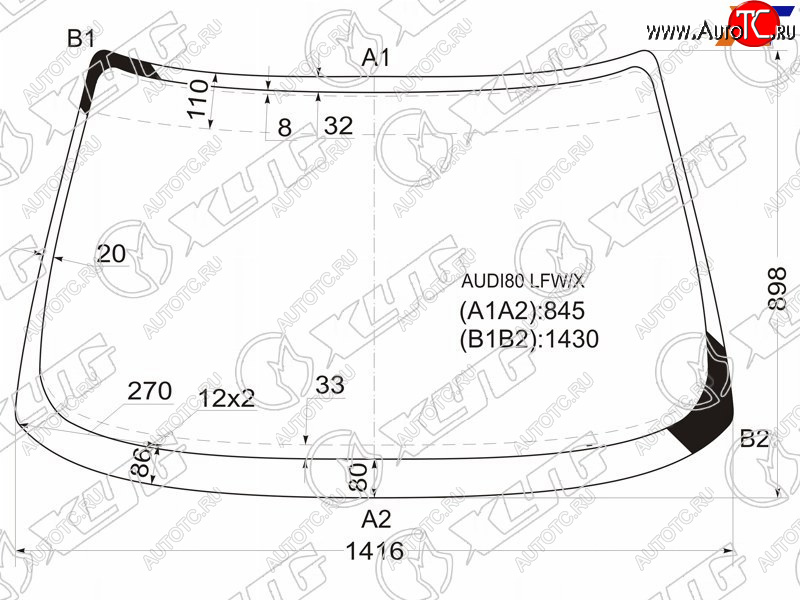 5 599 р. Стекло лобовое Audi 80 86-95 XYG AUDI80 LFW/X  с доставкой в г. Вологда