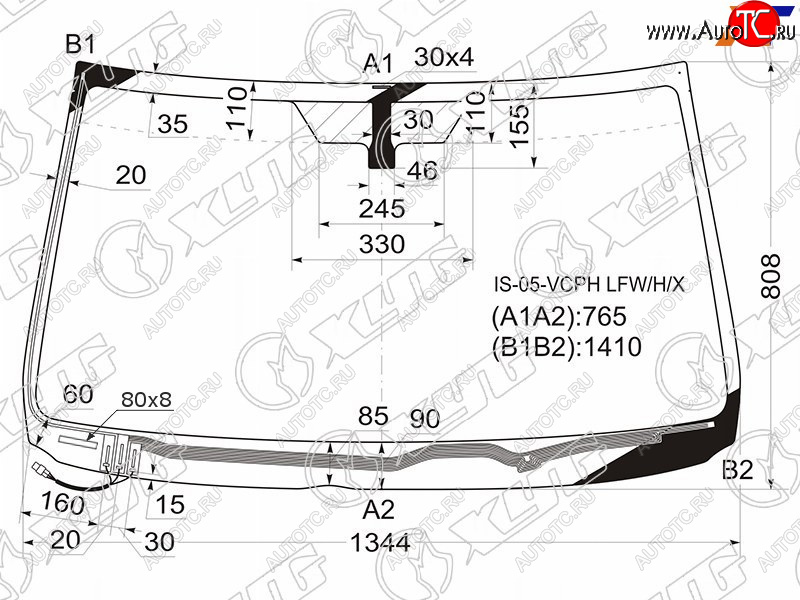6 599 р. Стекло лобовое (Обогрев щеток) Lexus IS 05-16 XYG IS-05-VCPH LFW/H/X  с доставкой в г. Вологда