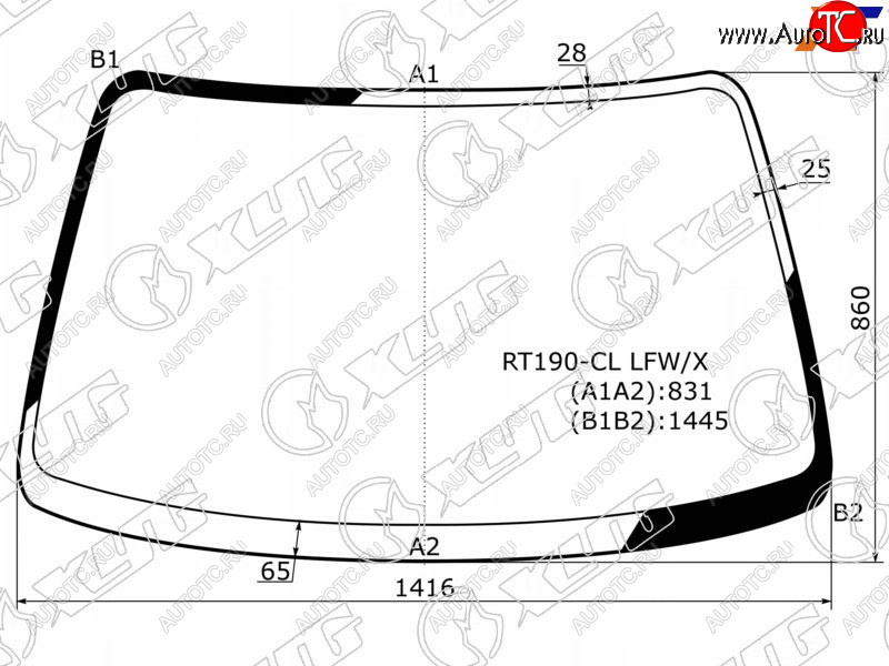 5 249 р. Стекло лобовое Toyota Caldina (T190) 92-02  Carina E 92-98  Corona (T190) 92-96  Corona SF 87-96 XYG RT190-CL LFW/X  с доставкой в г. Вологда