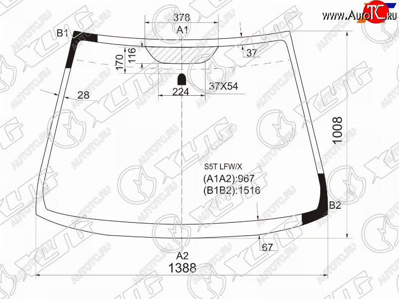 5 599 р. Стекло лобовое Honda Civic 00-06 XYG S5T LFW/X  с доставкой в г. Вологда