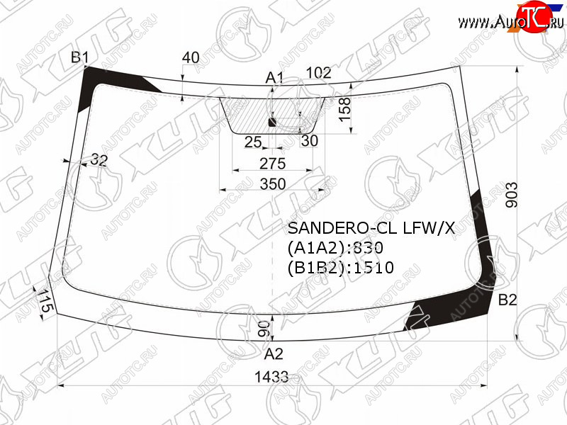 4 849 р. Стекло лобовое Nissan Terrano 14-22  Renault Duster 10-21  Sandero 09-14  Dacia Duster 10-17  Sa XYG SANDERO-CL LFW/X  с доставкой в г. Вологда