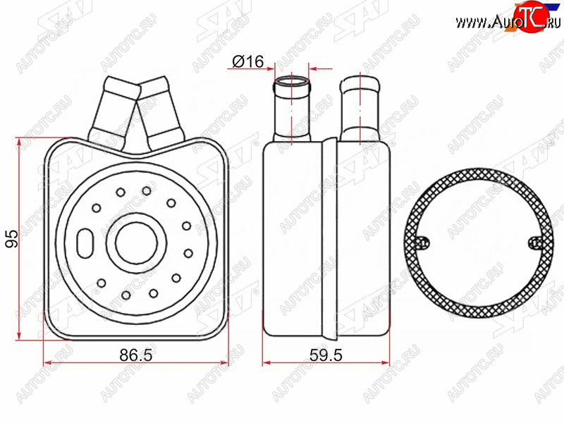 1 299 р. Радиатор масляный AUDI A2 00-A3 96-03A4 96-08MITSUBISHI LANCER 07-SKODA FABIA 99-OCTAVIA 96-VO SAT ST-028117021B  с доставкой в г. Вологда
