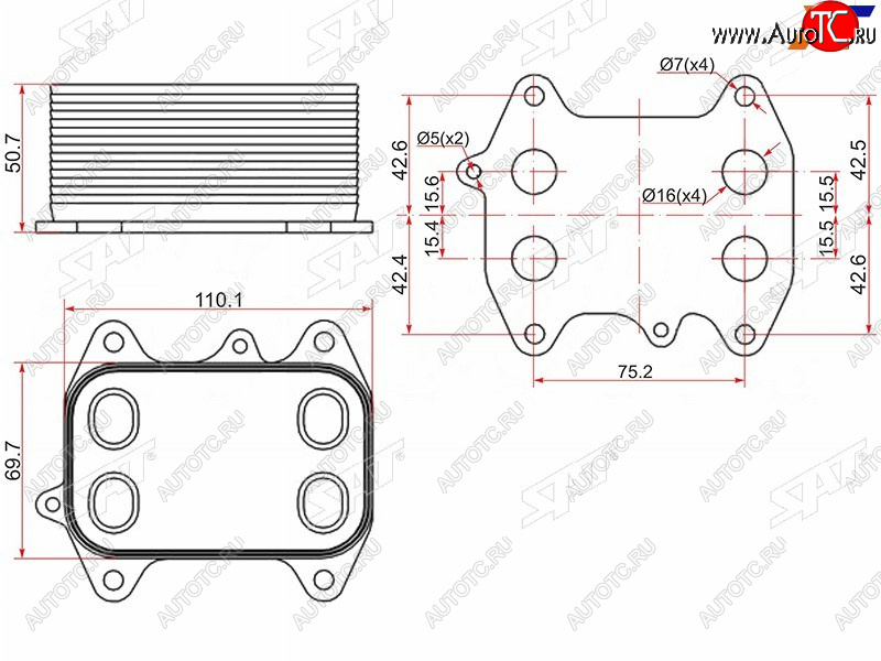 1 299 р. Радиатор масляный AUDI A1 10-A3 03-A4 07-A5 07-A6 11-Q3 11-Q5 08-SKODA FABIA 07-OCTAVIA 04- SAT ST-03L117021C  с доставкой в г. Вологда