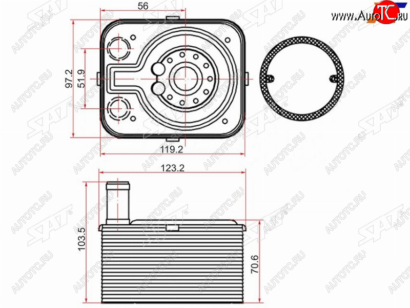 1 849 р. Радиатор масляный AUDI A3 03-A4 00-A5 07-Q7 07-SKODA FABIA 99-OCTAVIA 04-VOLKSWAGEN GOLF 03-P SAT ST-038117021B  с доставкой в г. Вологда