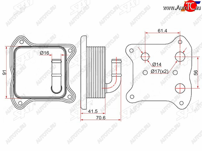 2 199 р. Радиатор масляный AUDI A1 10-A3 03-SKODA FABIA 07-OCTAVIA 04-RAPID 12-VOLKSWAGEN JETTA 10-POLO SAT ST-03F117021A  с доставкой в г. Вологда