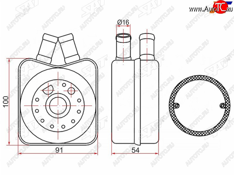 1 199 р. Радиатор масляный AUDI A4 94-00A6 94-05SKODA OCTAVIA 96-10VOLKSWAGEN PASSAT 96-00 SAT ST-078117021A  с доставкой в г. Вологда