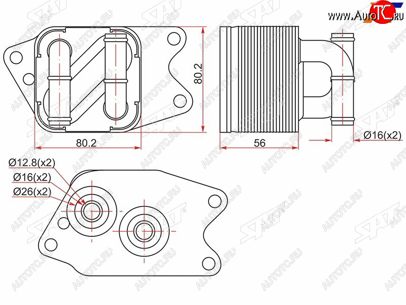 2 059 р. Радиатор масляный SKODA FABIA 07RAPID 13-ROOMSTER 06-VOLKSWAGEN POLO 09- SAT ST-09G409061B  с доставкой в г. Вологда