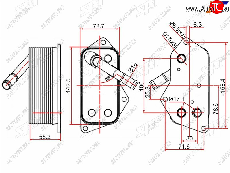 2 289 р. Радиатор масляный BMW 1-SERIES  E81E82E87E88 04-111-SERIES F20F21 11-3-SERIES E90E91E92E93 SAT ST-11427525333  с доставкой в г. Вологда