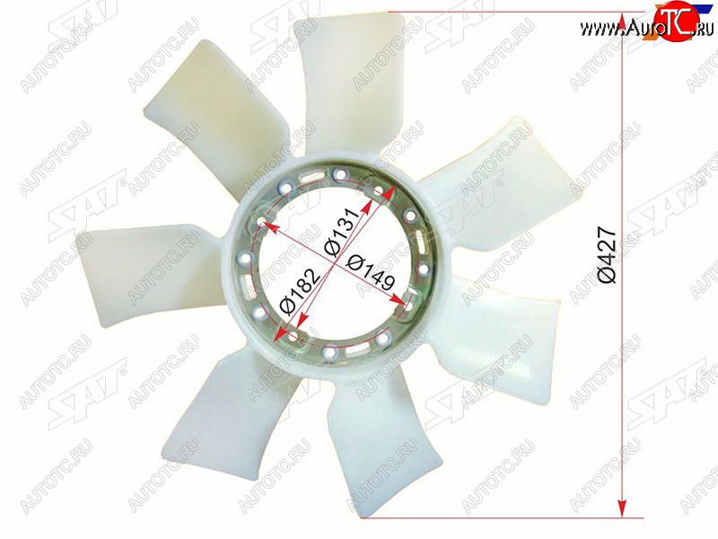 2 899 р. Крыльчатка вентилятора TOYOTA 1-2JZGE,1-2JZFSE SAT ST-16361-46040  с доставкой в г. Вологда