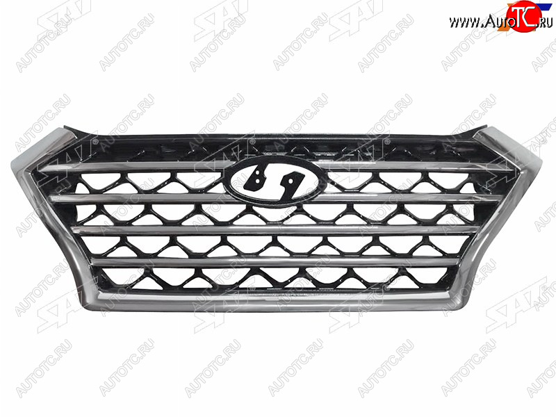 12 399 р. Решетка радиатора SAT  Hyundai Tucson  TL (2018-2021) рестайлинг (горизонтальные полосы хром)  с доставкой в г. Вологда