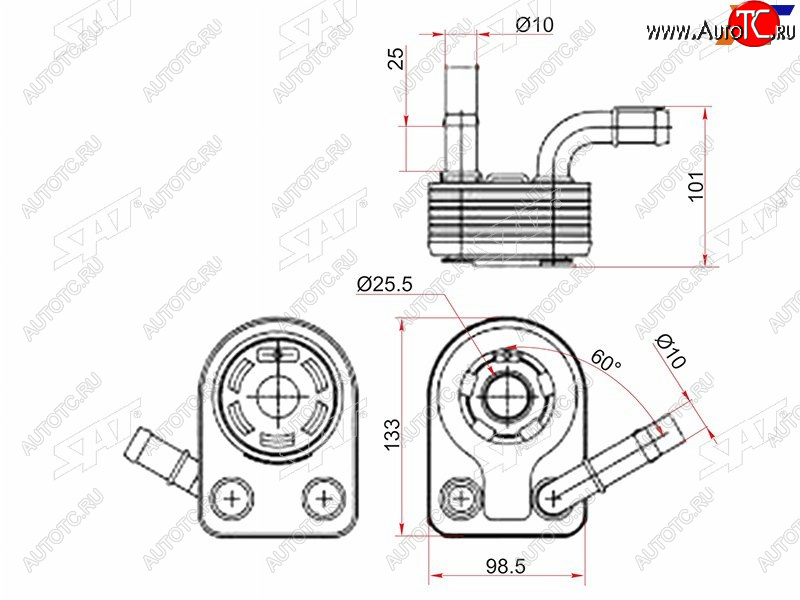 2 299 р. Радиатор масляный FORD C-MAX 10-FIESTA 08-FOCUS II 04-11FOCUS III 11-KUGA 13-MONDEO 07-VOLVO S SAT ST-1852773  с доставкой в г. Вологда