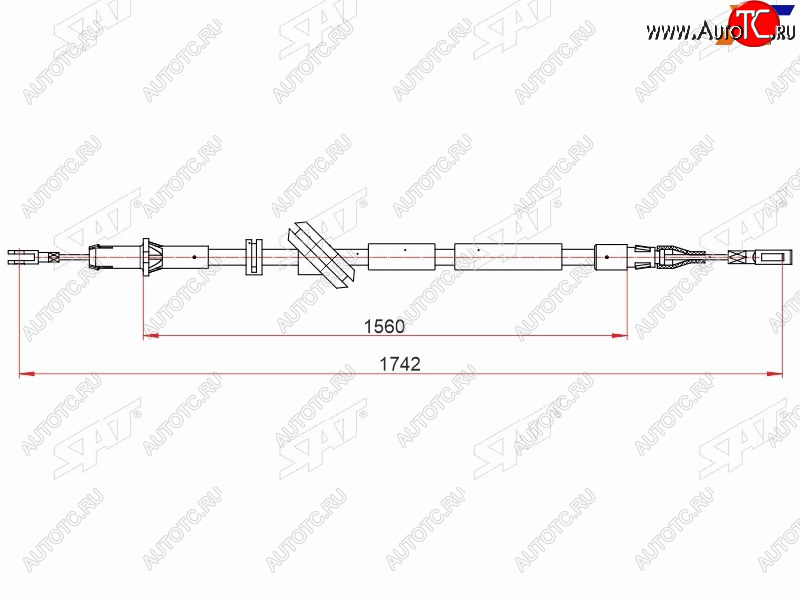 1 099 р. Трос ручного тормоза LH SAT Mercedes-Benz E-Class W211 дорестайлинг седан (2002-2006)  с доставкой в г. Вологда