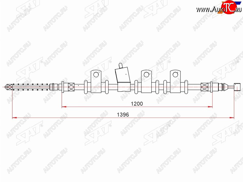 669 р. Трос ручного тормоза RH SAT Chevrolet Aveo T250 седан рестайлинг (2006-2011)  с доставкой в г. Вологда