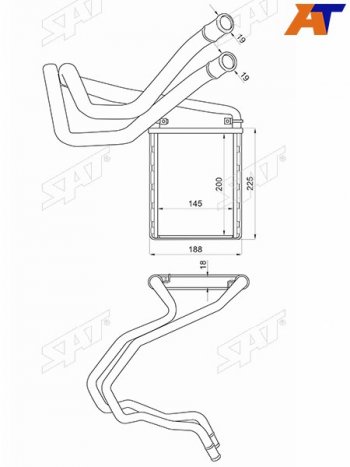 Радиатор отопителя салона TOYOTA AVENSIS 03-08COROLLA 02-07 (под хомут) SAT ST-87-0049